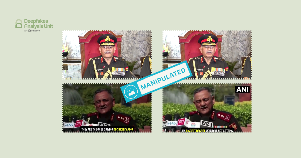 Videos of India’s Former Army Chief Gen.Upendra Dwivedi, Former Defence Forces Chief Gen.Anil Chauhan, Praising Pakistan’s Policies Are Fake